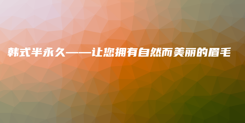 韩式半永久——让您拥有自然而美丽的眉毛插图