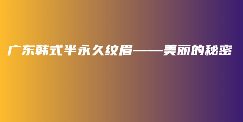 广东韩式半永久纹眉——美丽的秘密插图
