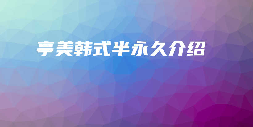 亭美韩式半永久介绍插图