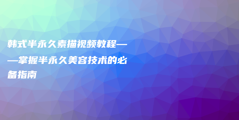韩式半永久素描视频教程——掌握半永久美容技术的必备指南插图