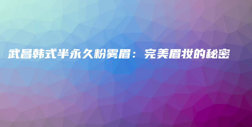 武昌韩式半永久粉雾眉：完美眉妆的秘密插图