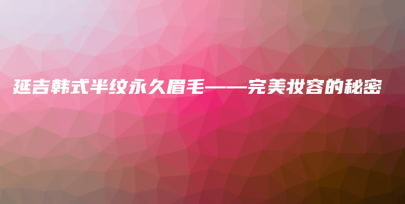 延吉韩式半纹永久眉毛——完美妆容的秘密插图