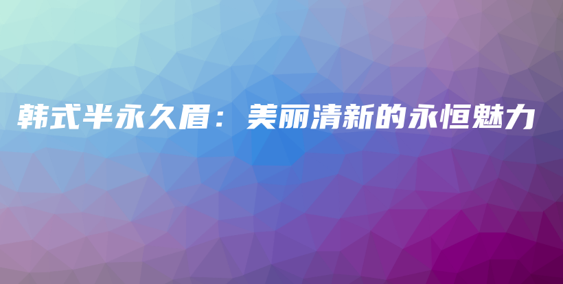 韩式半永久眉：美丽清新的永恒魅力插图