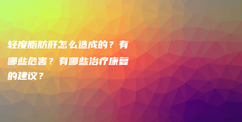 轻度脂肪肝怎么造成的？有哪些危害？有哪些治疗康复的建议？插图