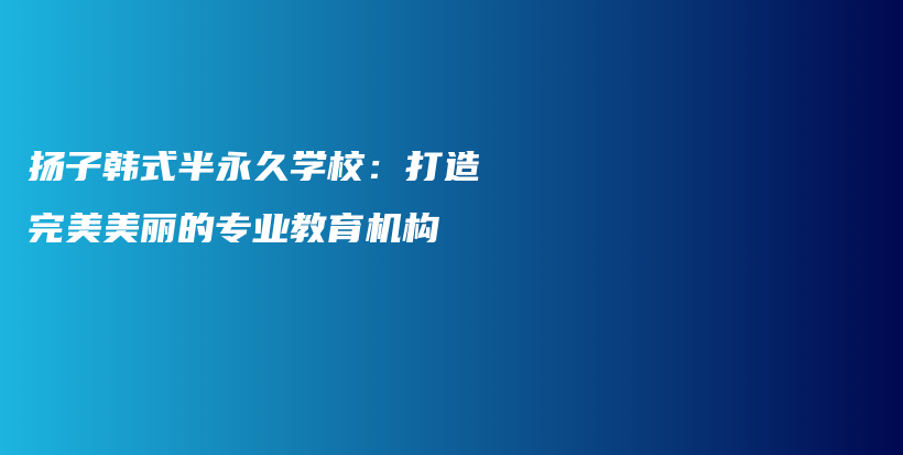扬子韩式半永久学校：打造完美美丽的专业教育机构插图