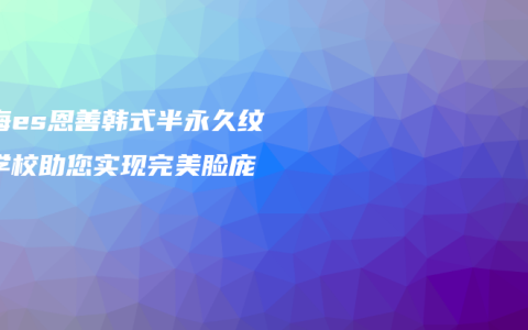 上海es恩善韩式半永久纹绣学校助您实现完美脸庞