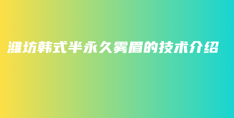 潍坊韩式半永久雾眉的技术介绍插图
