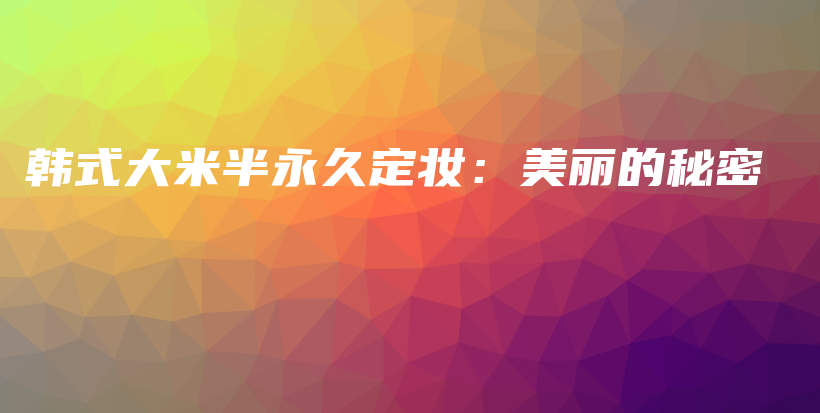 韩式大米半永久定妆：美丽的秘密插图