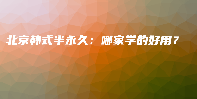 北京韩式半永久：哪家学的好用？插图