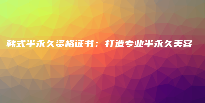韩式半永久资格证书：打造专业半永久美容插图