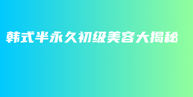 韩式半永久初级美容大揭秘插图