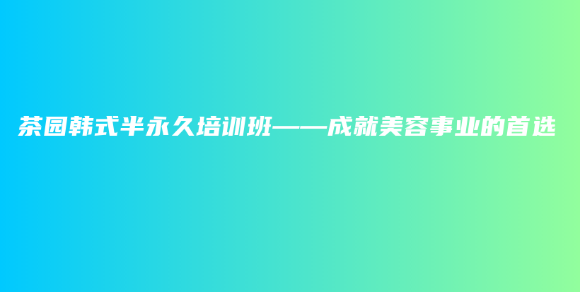 茶园韩式半永久培训班——成就美容事业的首选插图