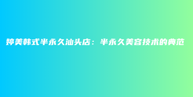 婷美韩式半永久汕头店：半永久美容技术的典范插图