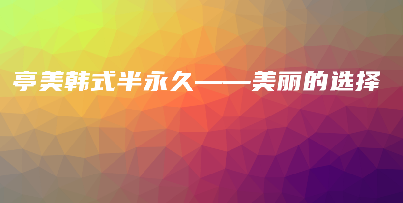亭美韩式半永久——美丽的选择插图