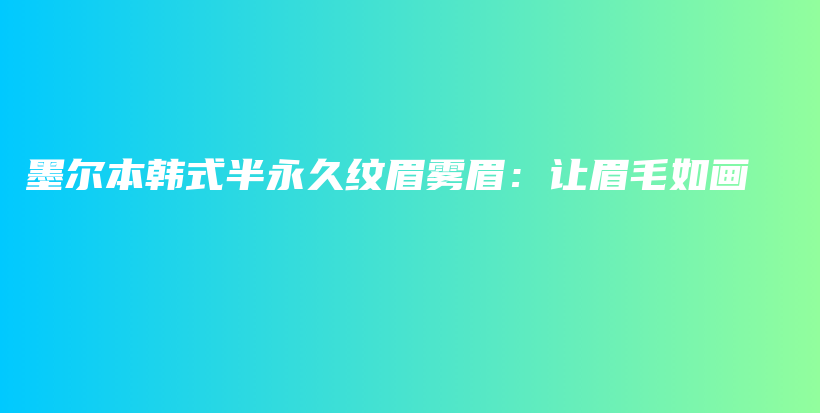 墨尔本韩式半永久纹眉雾眉：让眉毛如画插图