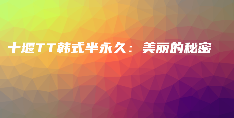 十堰TT韩式半永久：美丽的秘密插图