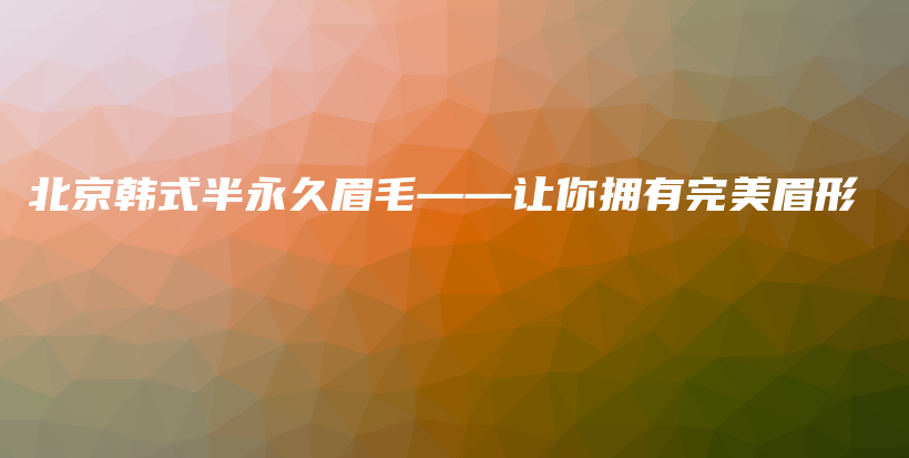 北京韩式半永久眉毛——让你拥有完美眉形插图