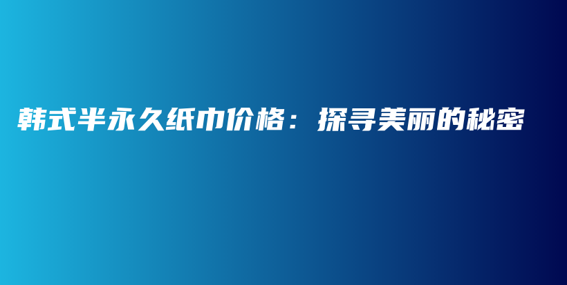 韩式半永久纸巾价格：探寻美丽的秘密插图