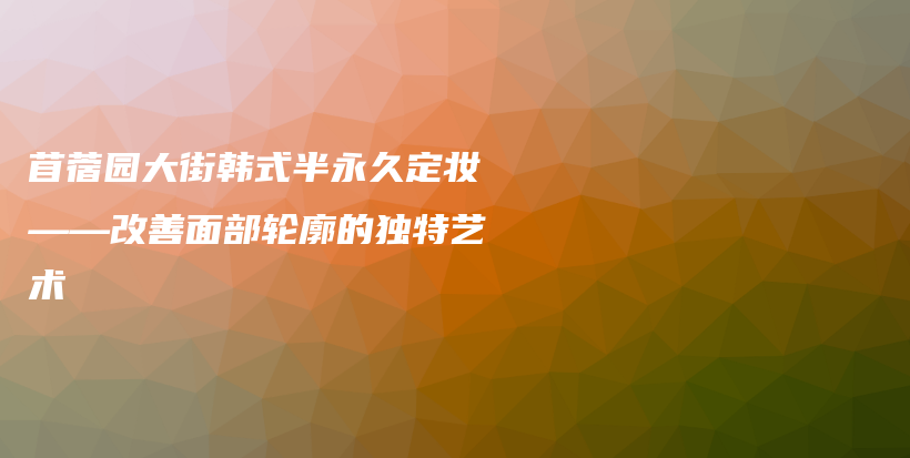 苜蓿园大街韩式半永久定妆——改善面部轮廓的独特艺术插图