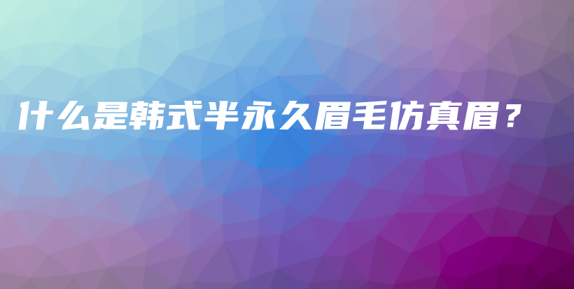 什么是韩式半永久眉毛仿真眉？插图