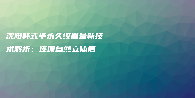 沈阳韩式半永久纹眉最新技术解析：还原自然立体眉插图