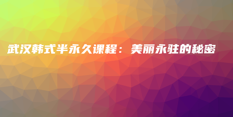 武汉韩式半永久课程：美丽永驻的秘密插图
