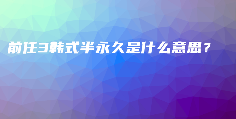 前任3韩式半永久是什么意思？插图