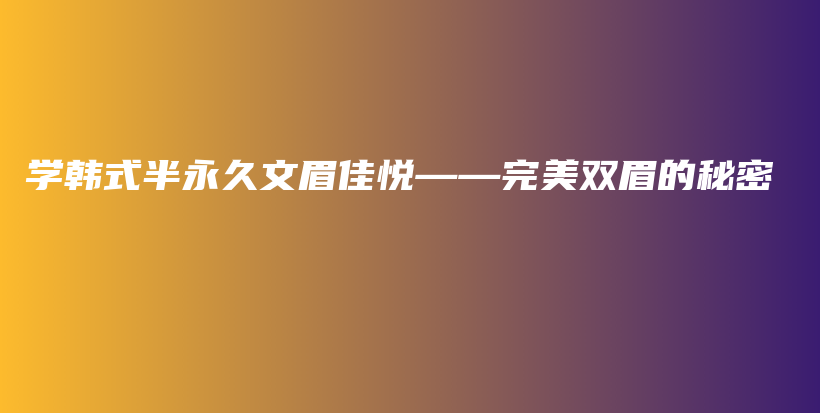 学韩式半永久文眉佳悦——完美双眉的秘密插图