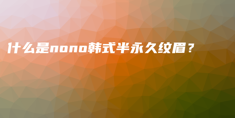什么是nono韩式半永久纹眉？插图