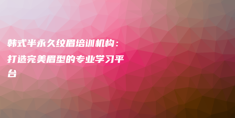 韩式半永久纹眉培训机构：打造完美眉型的专业学习平台插图