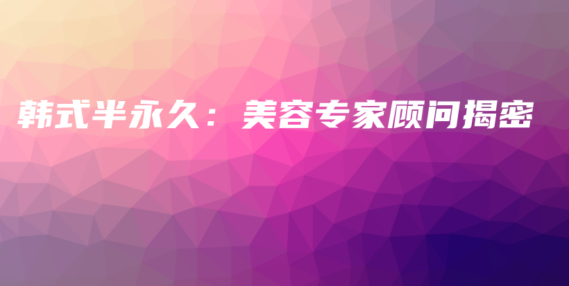 韩式半永久：美容专家顾问揭密插图
