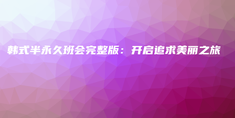 韩式半永久班会完整版：开启追求美丽之旅插图