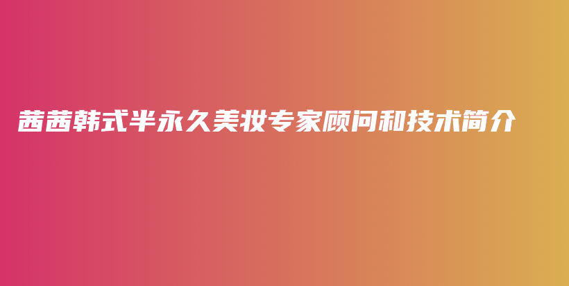茜茜韩式半永久美妆专家顾问和技术简介插图