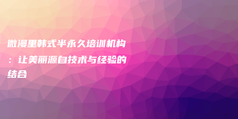 微漫里韩式半永久培训机构：让美丽源自技术与经验的结合插图