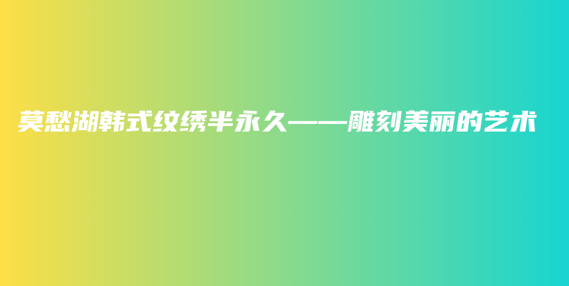 莫愁湖韩式纹绣半永久——雕刻美丽的艺术插图