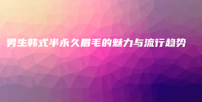 男生韩式半永久眉毛的魅力与流行趋势插图