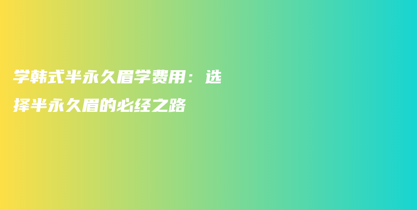 学韩式半永久眉学费用：选择半永久眉的必经之路插图