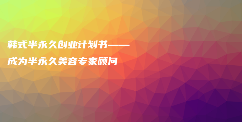 韩式半永久创业计划书——成为半永久美容专家顾问插图