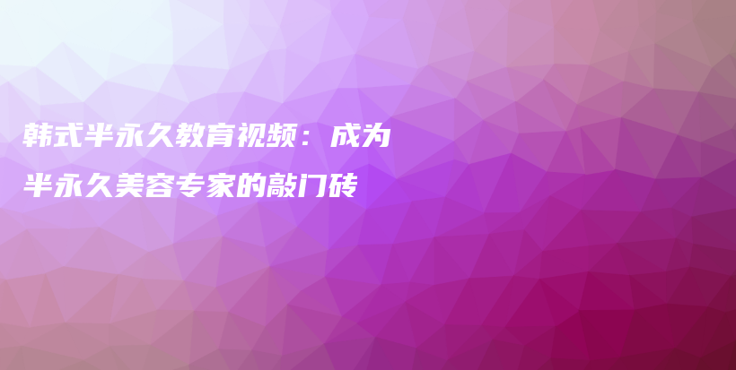 韩式半永久教育视频：成为半永久美容专家的敲门砖插图