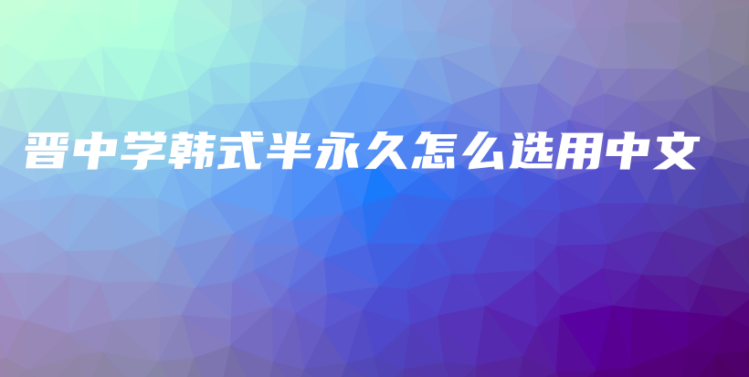 晋中学韩式半永久怎么选用中文插图