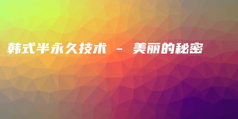 韩式半永久技术 – 美丽的秘密插图