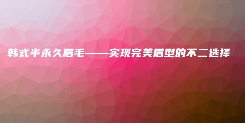 韩式半永久眉毛——实现完美眉型的不二选择插图