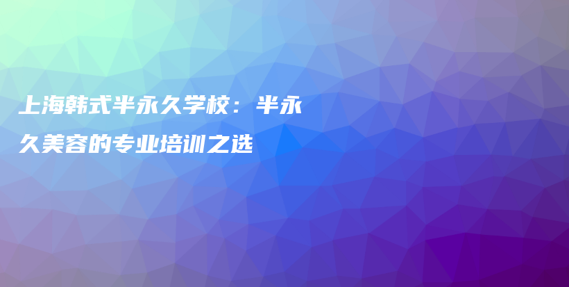 上海韩式半永久学校：半永久美容的专业培训之选插图