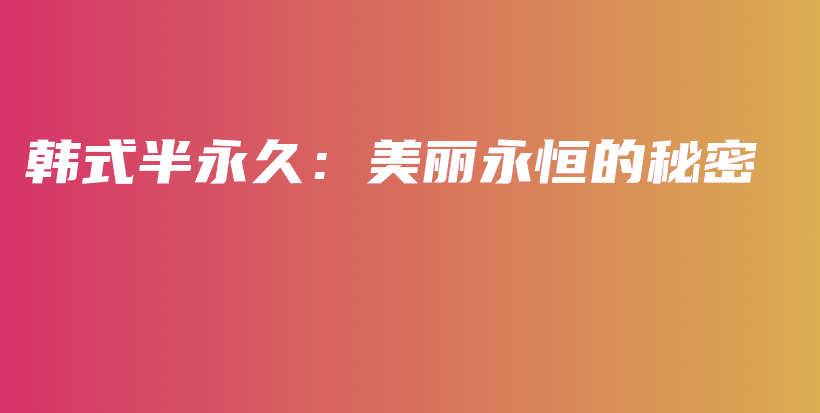 韩式半永久：美丽永恒的秘密插图