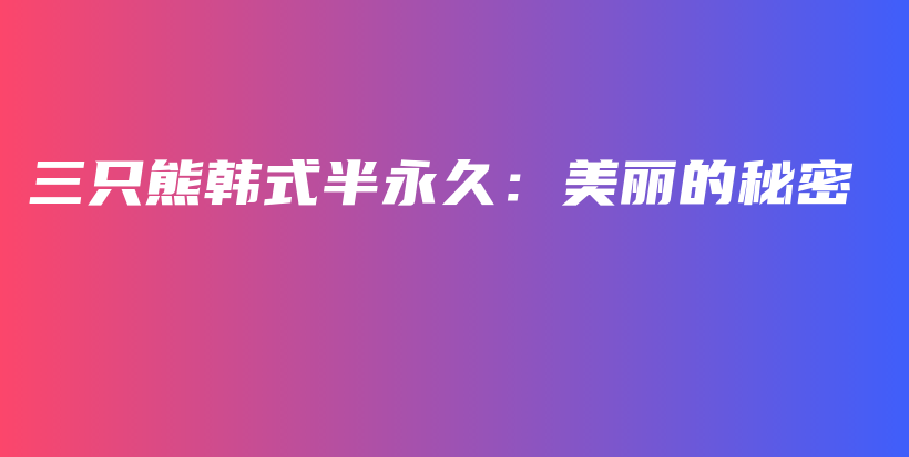 三只熊韩式半永久：美丽的秘密插图