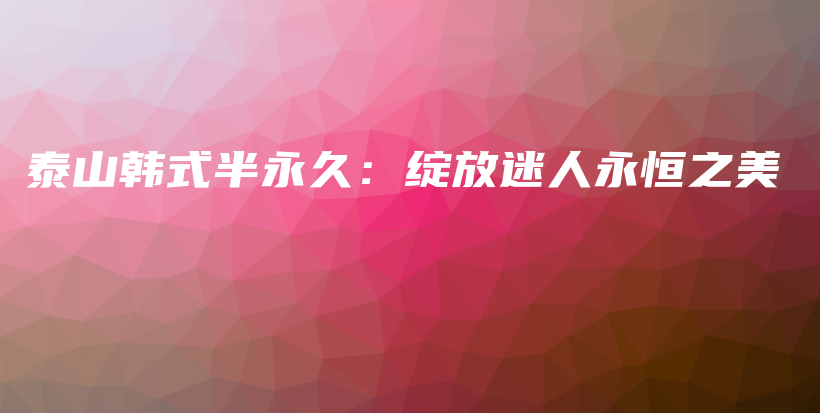 泰山韩式半永久：绽放迷人永恒之美插图