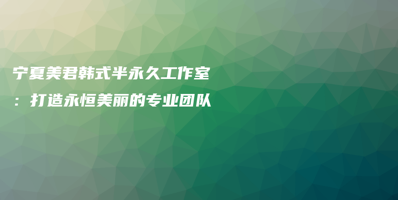 宁夏美君韩式半永久工作室：打造永恒美丽的专业团队插图