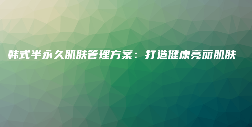 韩式半永久肌肤管理方案：打造健康亮丽肌肤插图