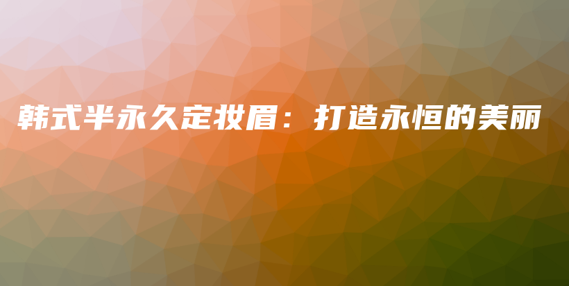 韩式半永久定妆眉：打造永恒的美丽插图