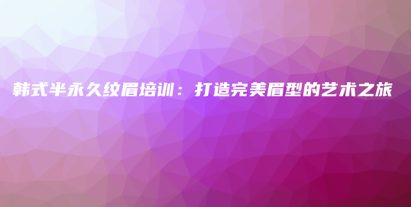 韩式半永久纹眉培训：打造完美眉型的艺术之旅插图